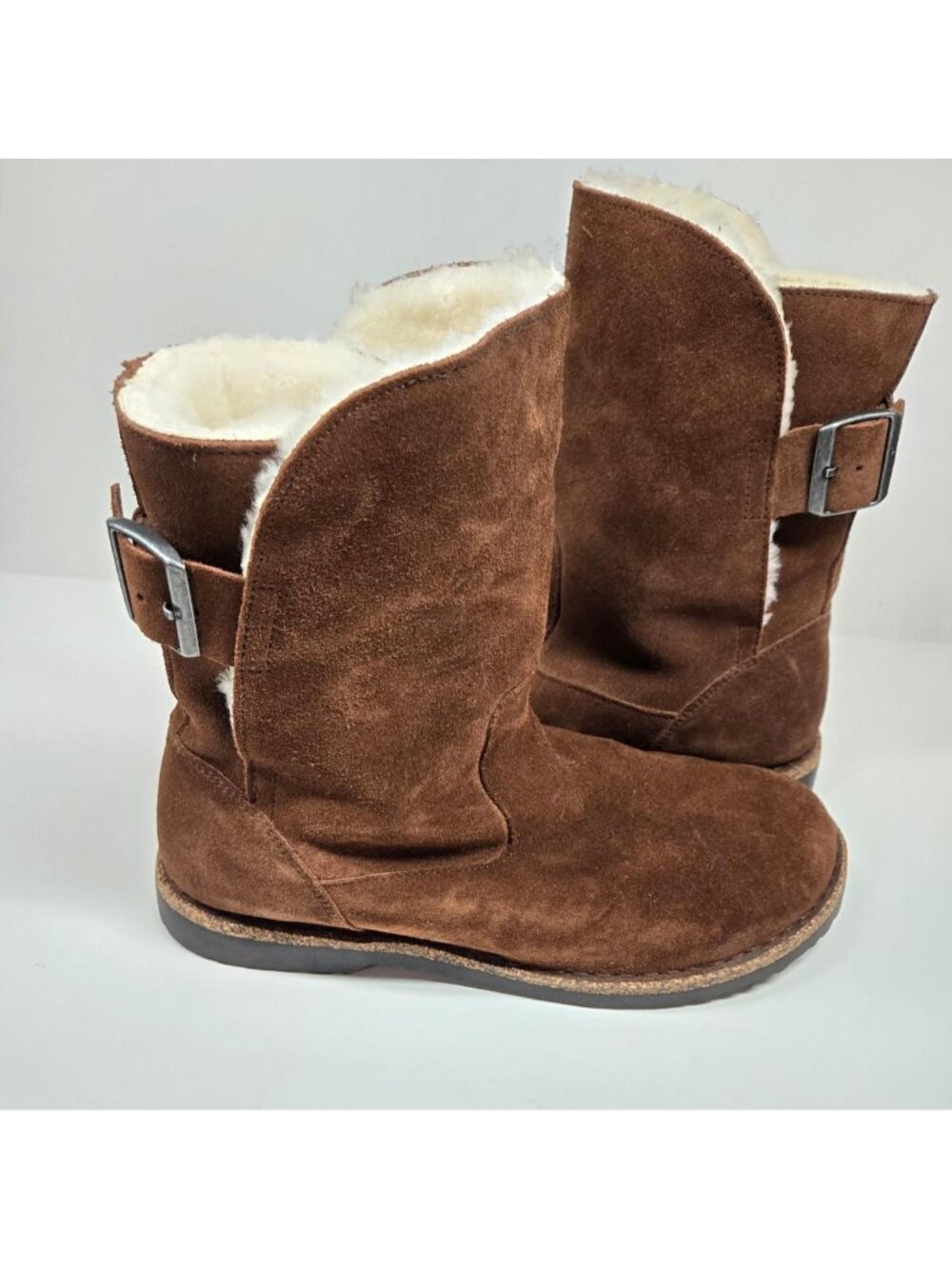 New Birkenstock Uppsala brown suede shearling fur lined winter Boots.